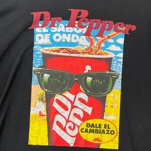 Dr Pepper Graphic T-Shirt Mens XL Black Excellent Retro Spanish Soda Print